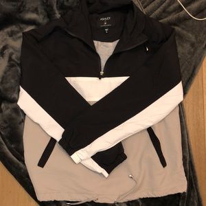 Black, Grey, and White Windbreaker